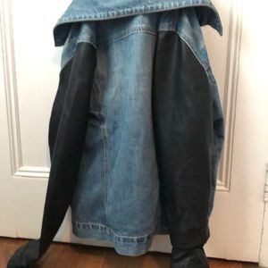Blank NYC Jackets & Coats - Blank NYC jean jacket with hood & leather sleeves Blank NYC Jackets & Coats - Blank NYC jean jacket with hood & leather sleeves